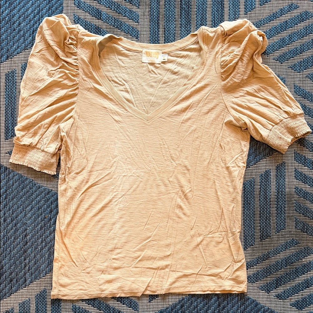 Nation LTD Beige Puff Sleeve Blouse